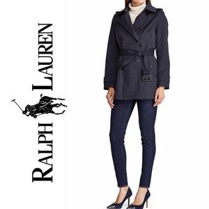 NWT Ralph Lauren Black Midi Buckle Trenchcoat